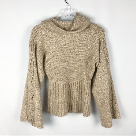 Renee C. Cowl Neck Cable Knit oversized bell sleeve sweater - Picture 7 of 11